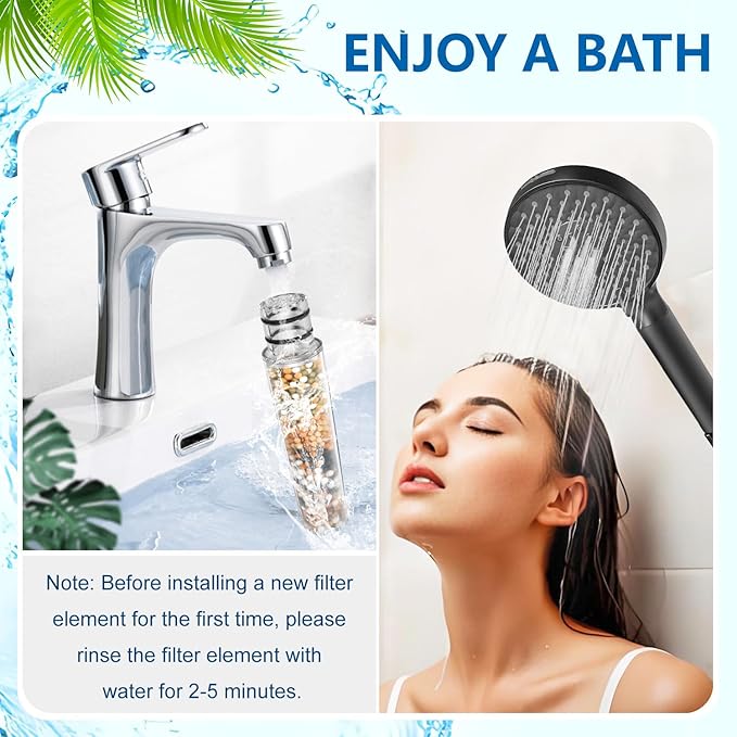 Water Replacement Filter for Shower Head,Compatible with SR SUN RISE Handheld Shower Head Cartridge,for Hard Water Remove Chlorine and Harmful Substances.（2 Pack）