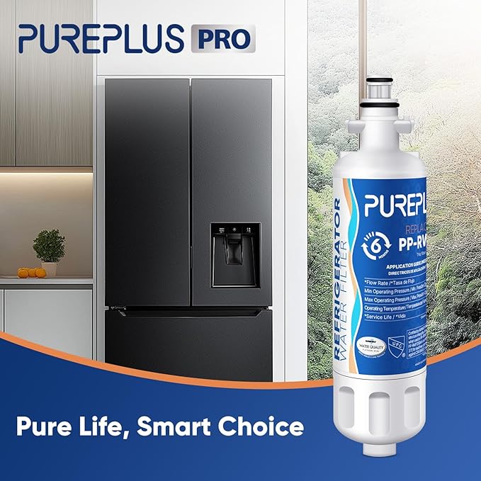 PUREPLUS LT700P NSF 53&42 Certified Replacement for LG ADQ36006101 Kenmore 469690, ADQ36006102, LFXS30766S, LFX28968ST, LFX31925ST, LFX31945ST, LT120F Refrigerator Water and Air Filter Combo, 3Pack