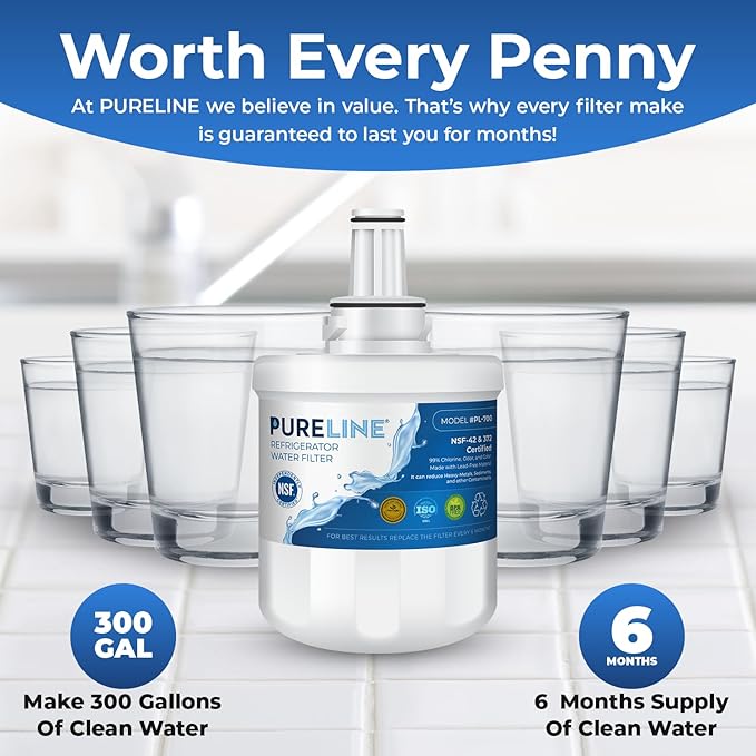 Pureline DA29-00003G Water Filter Replacement for Samsung DA29-00003G, Aqua-Pure Plus, Samsung RSG257AARS, DA29-00003F DA29-00003B, DA29-00003A, HAFCU1, RS22HDHPNSR, RF267AERS, HDX-FMS-1. (2 Pack)