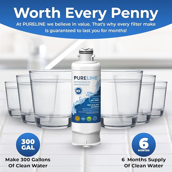 Pureline DA97-17376B Replacement for Samsung DA97-17376B, HAF-QIN/EXP, HAF-QIN, DA97-08006C Refrigerator Water Filter - Reduces Bad Taste & Odor