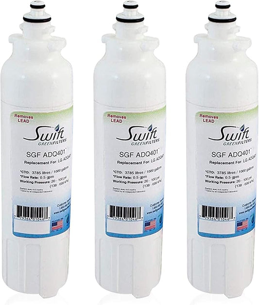 Swift Green Filters Compatible Refrigerator Water Filter for LG LT800P, ADQ73613401 (3-Pack) SGF-ADQ401-3Pack
