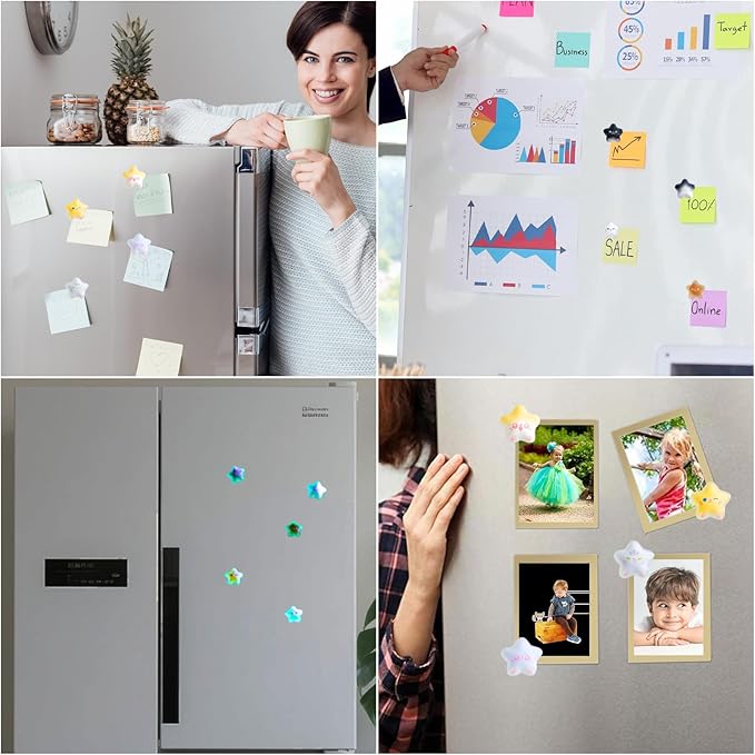 8 Pieces Star Magnets for Fridge Glow in The Dark–Cute Kitten Decorative Fridge Magnets, Strong Hold Luminous Refrigerator Magnet for Kitchen Office Use,Gifts for Cat Lovers