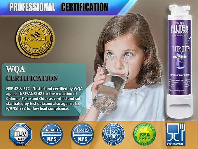 Refrigerator EPTWFU01 Water Filter Replacement compatible for Frigidaire EPTWFU01, EWF02, Pure Source Ultra II, Puresource Ultra 2，SCWFTCTO, 1012505454226, 4562222 Water Filter (4 Pack)