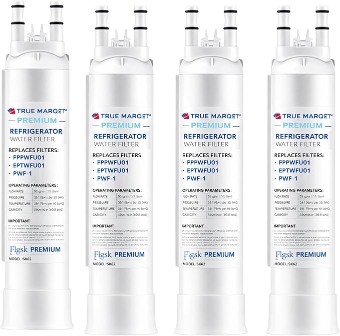 FPPWFU01 Water Filter Replacement for Frigidaire FPPWFU01 Water Filter Compatible with PurePour PWF-1, Electrolux EPPWFU01 PureAdvantage PWF-1 4 Pack NEW