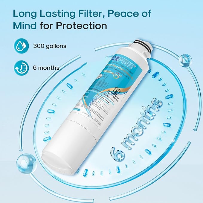 ICEPURE Alkaline DA29-00020B Refrigerator Water Filter Replacement for Samsung HAF-CIN/EXP HAF-CIN, DA29-00020A/B, DA29-00020B-1, 46-9101, RF28HMEDBSR, RF263BEAESR, HDX FMS-2, Enhances PH, 3Pack