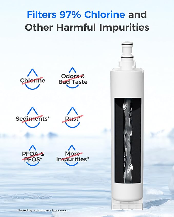 Waterdrop 4396508 Refrigerator Water Filter, Replacement for Whirlpool® 4396510, 4392857, Kenmore® 46-9010, NLC240V, EveryDrop® Filter 5, EDR5RXD1, 3 Filters (Package may vary)