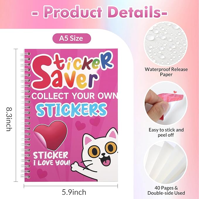 Reusable Sticker Storage Book Collecting Album Stickers Organizer Book A5 Size 40 Sheets Release Paper for Stickers Holder Collection