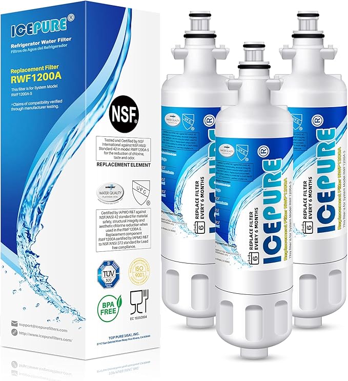 ICEPURE ADQ36006101 Replacement for LG LT700P, Kenmore Elite 9690, ADQ36006102, RFC 1200A, 46-9690 469690, ADQ36006101-S, LFXS30766S, 3 Pack Refrigerator Water and 6 Pack LT120F Fresh Air Filte