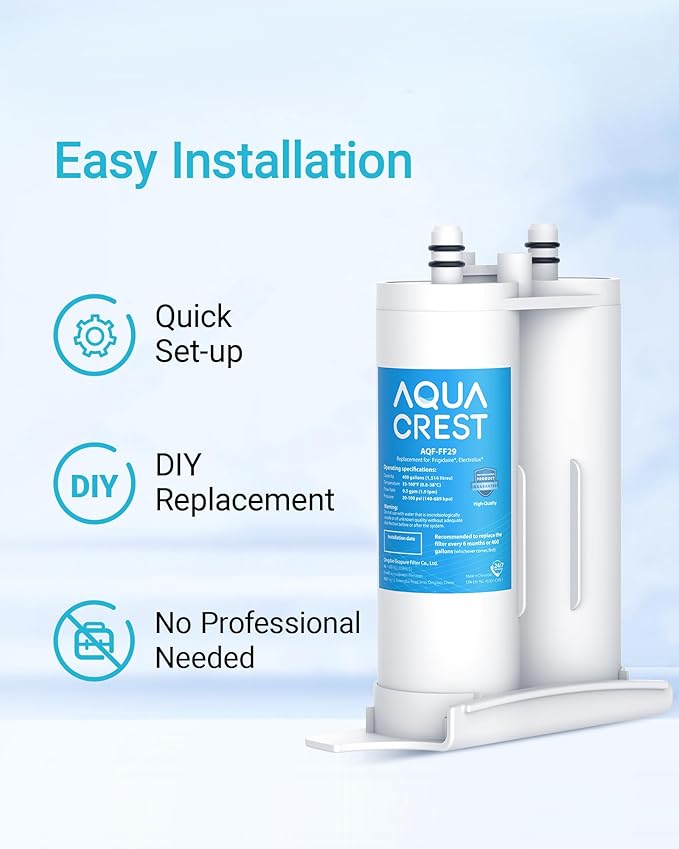 AQUA CREST Replacement for Frigidaire® & Electrolux® WF2CB®, PureSource2®, FC100, NGFC 2000, 9916, 469916, 469911, EWF2CBPA® Refrigerator Water Filter, 1 Filter