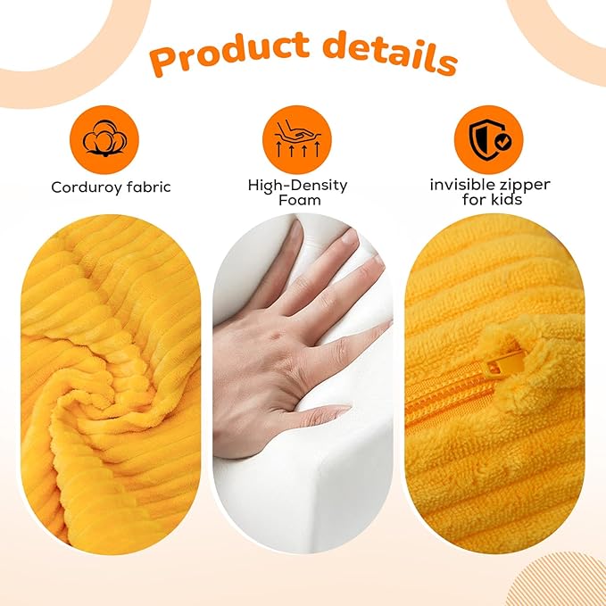 MeMoreCool Toddler Couch, 2-in-1 Corduroy Kids Couch Fold Out to Lounger, Comfy Toddler Chair for 1-3 Year Old, Soft Foam Kids Sofa with Washable Cover for Playroom and Bedroom, Mustard Yellow