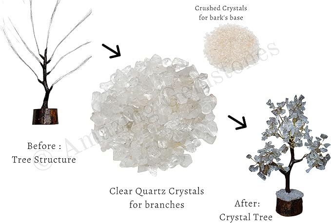 Amazing Gemstone Clear Quartz Chakra/Spiritual Decor Crystal Tree DIY Kits, Makes a Perfect Office Table Feng Shui Tree Holistic Gifts for Women