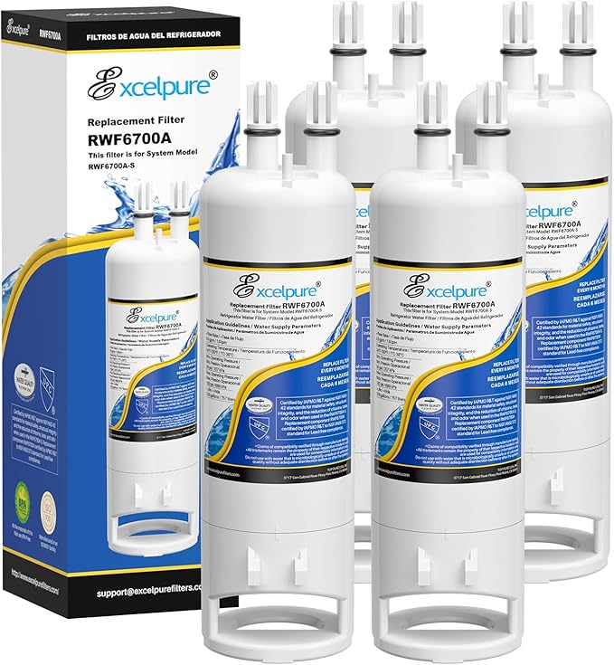 EXCELPURE WHR1RXD1 Replacement for EDR1RXD1 Refrigerator Water Filter, Everydrop® Filter 1, W10295370A, KAD1RXD1, P4RFWB, 46-9081, 46-9930, P5WB2L, PS2378001, 4Pack