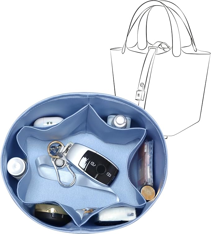 Silky Bag Insert Fit for Hermes Picotin 18/22, Silky Purse Organizer, Lightweight and Silk Touch (Fits PC22, Celeste)