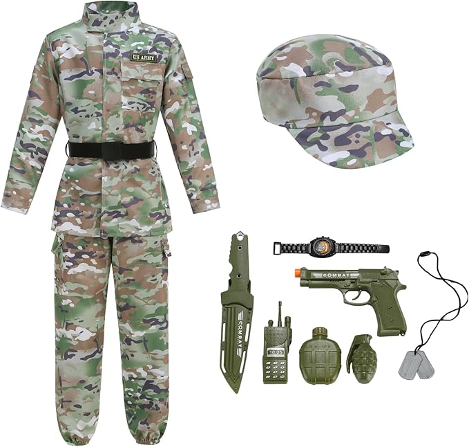 Army Costume for Kids Camo Trooper Soldier Special Forces Costume Halloween Cosplay