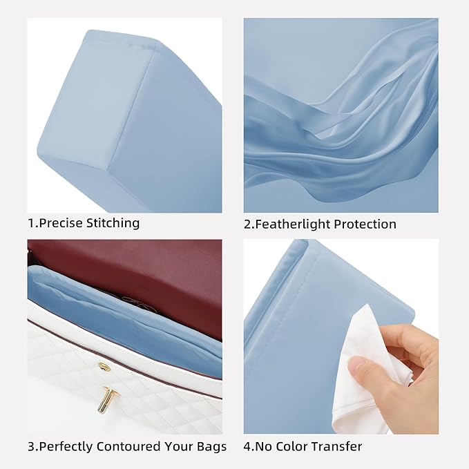 DGAZ Silk Purse Organizer Insert For Lady-Dior Micro/Mini/S/M/L bags，Silky Smooth Bag Organizer，Luxury Handbag & Tote Shaper(Azure,L)