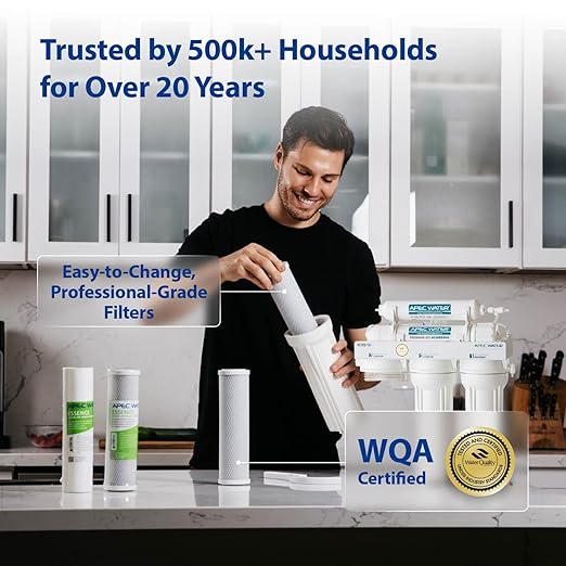 APEC Water Reverse Osmosis Water Filter, Alkaline 6-Stage RO System, WQA Certified to Remove 1K+ Impurities, pH+ Remineralization for Natural Spring Taste, Under Sink Filter 75 GPD