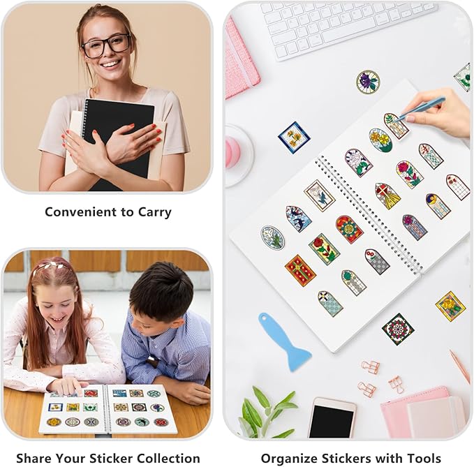 Large Reusable Sticker Book Collecting Album 8.5×11 Inch Sticker Collection Storage Book with 40 Sheets Blank Release Paper, Restickable Stickers Organizer Notebook with Tools (Black)