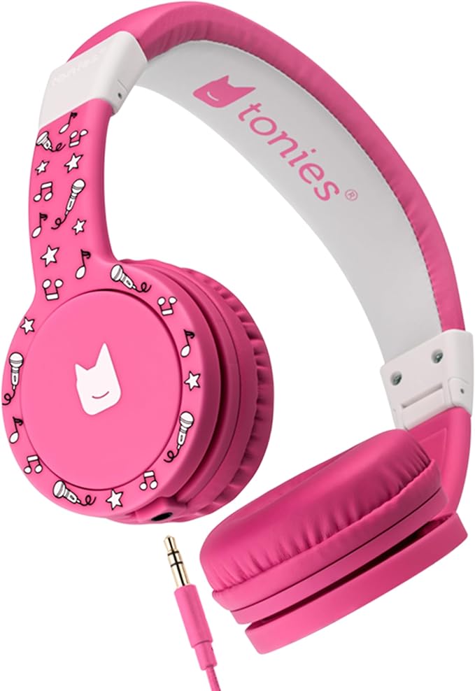 Tonies Foldable Wired Headphones for Kids - Comfortably Designed to fit On-Ear - Works with Toniebox 1 and All 3.5mm Devices - Pink