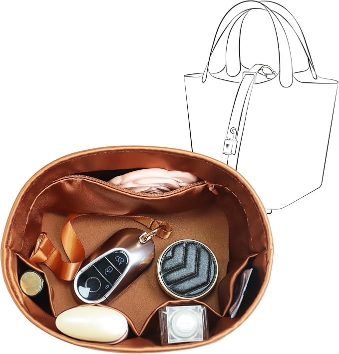 Silky Bag Insert Fit for Hermes Picotin 18/22, Silky Purse Organizer, Lightweight and Silk Touch (Fits PC22, Gold)