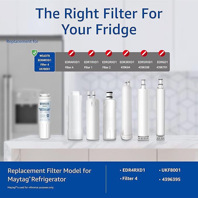 Waterspecialist UKF8001 Water Filter, Replacement for EveryDrop® Filter 4, Whirlpool EDR4RXD1, 4396395, Wrx735sdbm00, Mfi2570fez Msd2651heb, Krfc300ess01, Pack of 2