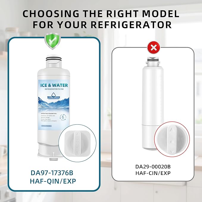 DA97-17376B HAF-QIN/EXP Replacement for Samsung Bespoke Water Filter, HAF-QIN, rf32cg5400sr, rs27t5200sr, rf32cg5100sr, rf29bb8600ql/aa, rf23bb8600qlaa, rf25c5551sr, rf28t5001sr, 3-Pack QWFIZ