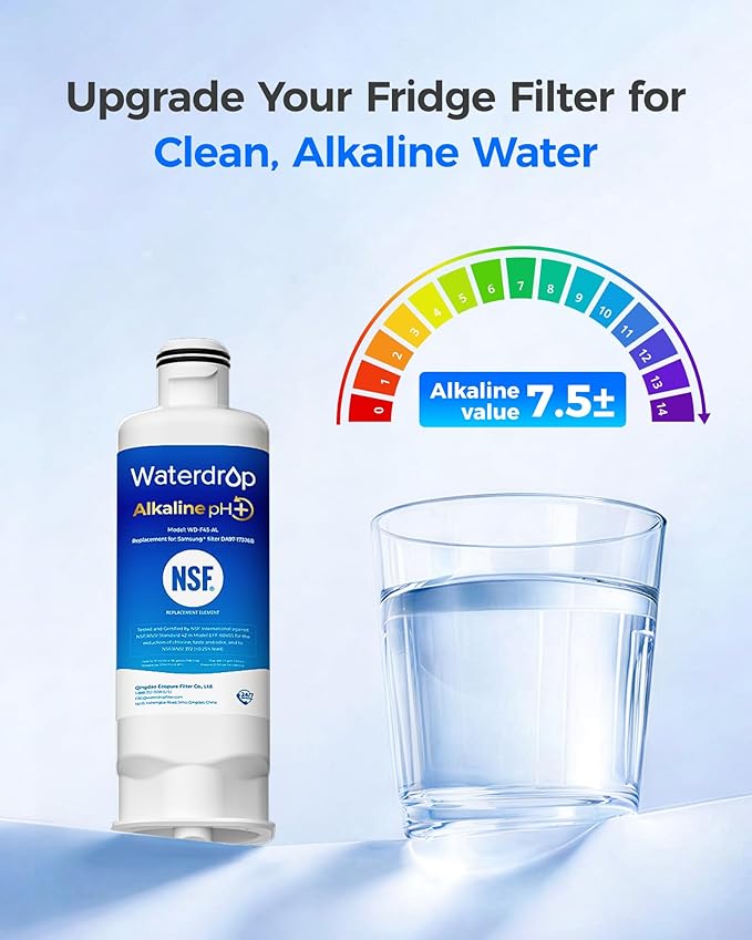 Waterdrop Alkaline DA97-17376B Refrigerator Water Filter, Enhances pH, Replacement for Samsung® HAF-QIN/EXP, DA97-08006C, RF28R7201SR, RF28R7351SG, WD-F45-AL, 3 Filters