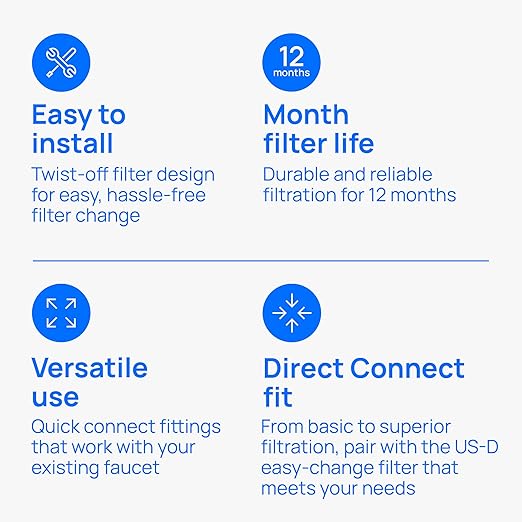 Culligan US-DC3 Under Sink Water Filter System, Direct Connect, Premium Lead Filtration, Removes 99% Lead, Chlorine, Taste & Odor, 4,750-Gal, 12-Month Cartridge, 1.5 GPM