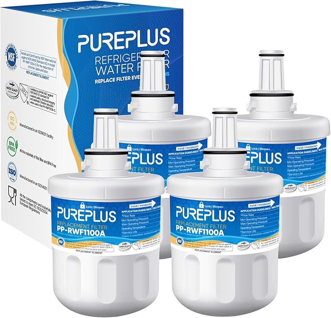 PUREPLUS Refrigerator Water Filter Replacement for DA29-00003G, DA29-00003B, DA29-00003F, DA29-00003A, Aqua-Pure Plus,HAFCU1, HDX FMS-1, RSG257AARS, RFG237AARS, RFG297AARS, RS22HDHPNSR,RWF1100A,4Pack