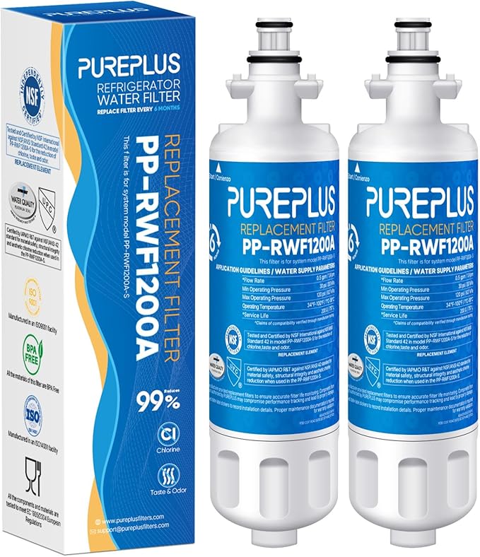 PUREPLUS ADQ36006101 Replacement for LG LT700P, Kenmore Elite 469690, ADQ36006102, Water Filters for Refrigerators LFXS30766S, LFX28968ST, LFX31925ST, LFX31945ST, LFXS29626S, RWF1052, RWF1200A, 2Pack