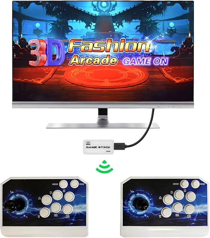 [39800 Games in 1] Pandora Box 3D Game Stick, Double Wireless Joystick Arcade Console, Plug and Play Arcade Game Machine, Compatible PC & Projector & TV
