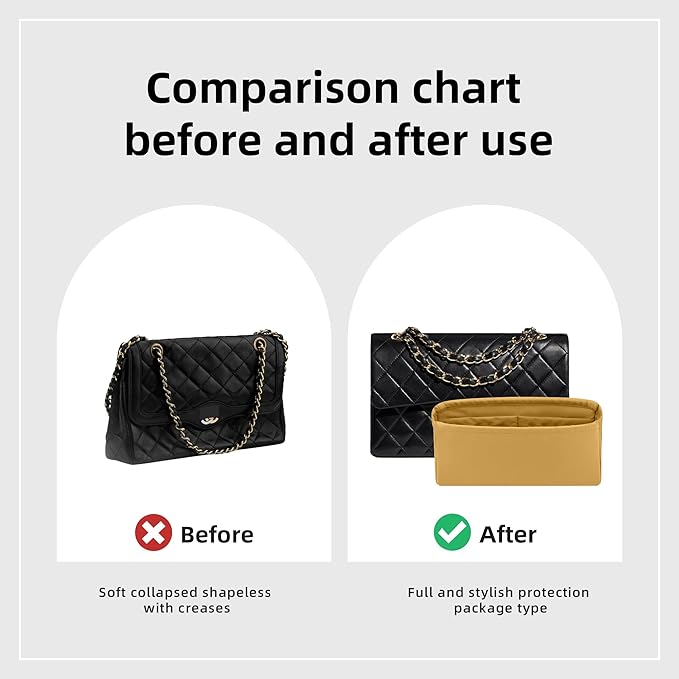 DGAZ Purse Organizer Insert，Silk Bag Organizer，Luxury Handbag & Tote Shaper Fits Chanel CF Bags
