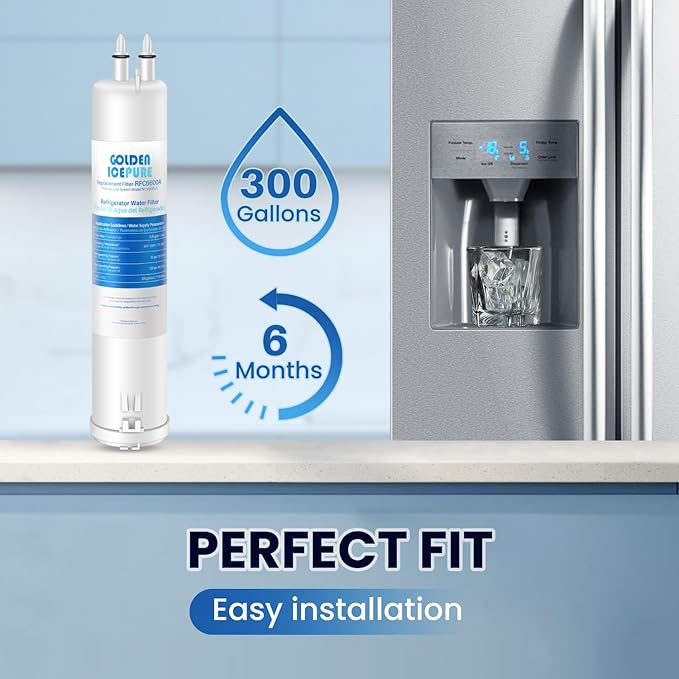 GOLDEN ICEPURE RFC6600A Replacement for 9030, Compatible with 46-9030, 9030, 46-9083, 9083, 4396841, 4396710, EDR3RXD1, Filter 3, Refrigerator Water Filter, 2Pack