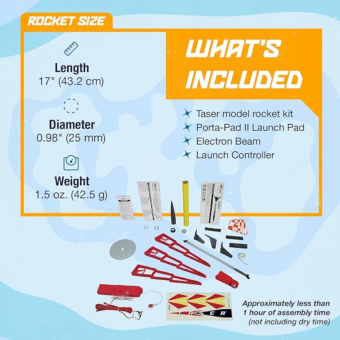 Estes 1491 Taser Rocket Launch Set, Beginner Flying-Rocket-Model Building Kit for Ages 10+, Includes Launch Pad System