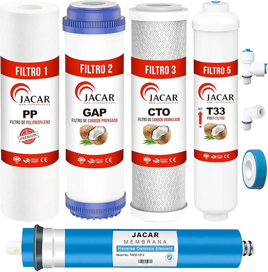 5-stage Reverse Osmosis Water Filter Replacement Set with 50 GPD RO Membrane, Under Sink RO Water Filter System Kit Compatible with Most 10" Water Filtration System Universal (SET FILTER 50 GPD)