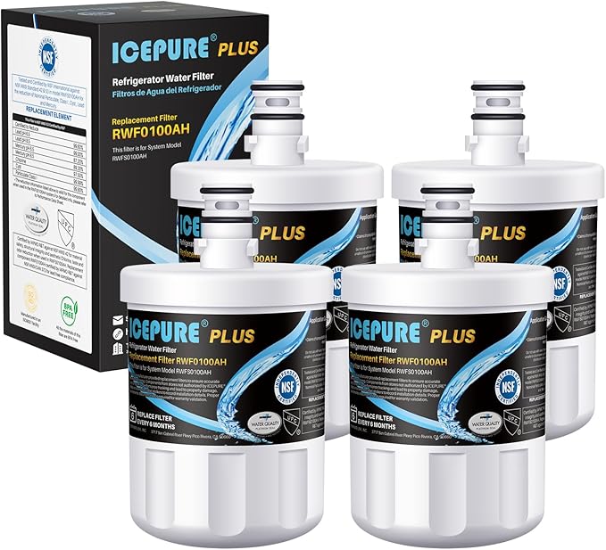 ICEPURE PLUS NSF53&42 Premium 5231JA2002A Refrigerator Water Filter Replacement for LG LT500P, ADQ72910911, ADQ72910901 ADQ72910907, GEN11042FR-08, Kenmore 9890, 469890, LFX25973D, LFX25974ST, 4PACK