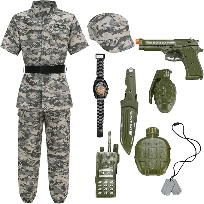 LMYOVE Boys Army Costume Soldier Outfit For kid Halloween Dress up