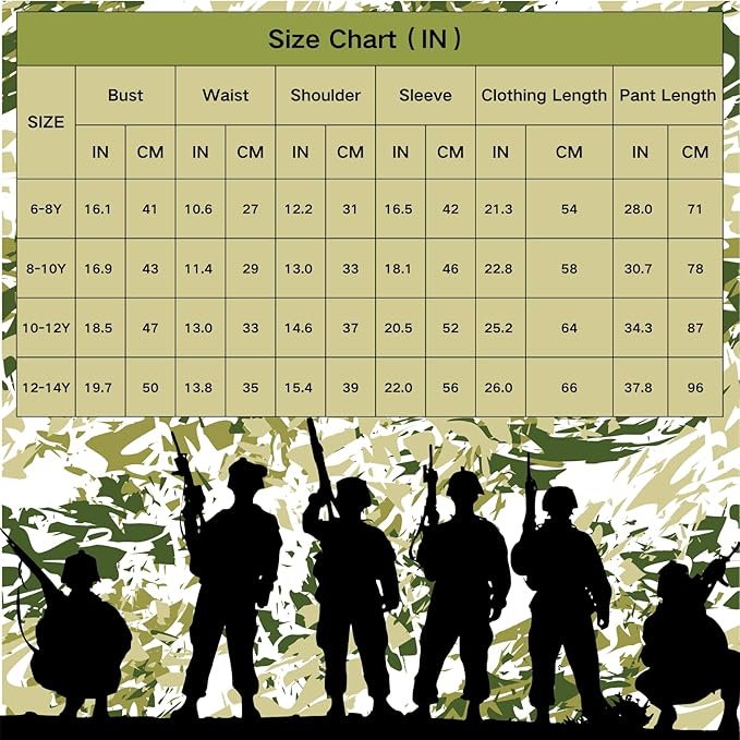 Colorful House Kids Army Costume Unisex Soldier Dress up for Halloween Role Play