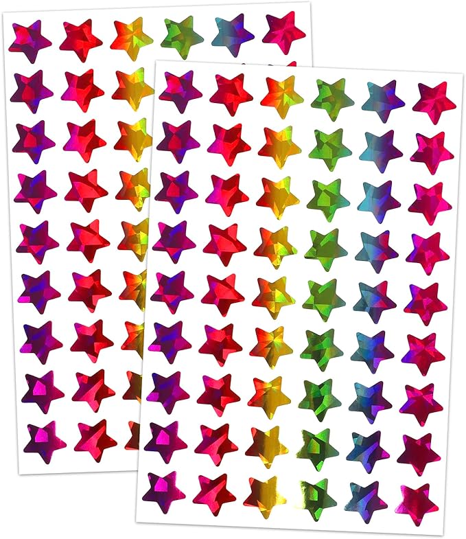 Lrogoe 1620 Holographic Rainbow Small Star Stickers for Kids Reward, Behavior Chart, Student Planner and School Classroom Teacher Supplies, 0.6" Diameter