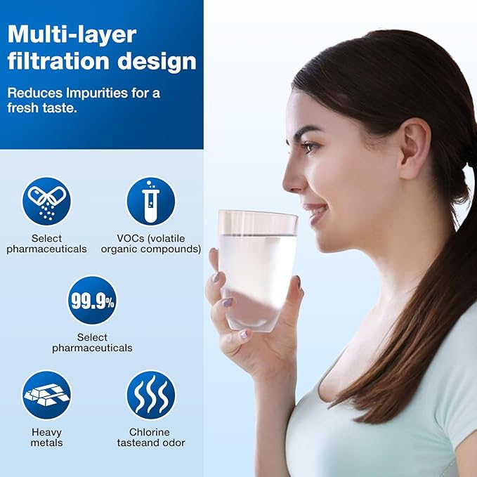W10295370A Water Filter for Whirlpool Refrigerator Replacement Compatible with EDR1RXD1, Filter 1, WHR1RXD1, W10295370, KAD1RXD1, P8RFWB2L, P8WB2L, P4RFWB, P5WB2L (White, 3 Pack)