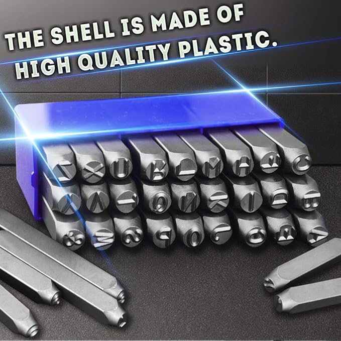Number and Letter Stamp Set (36 Piece Punch Set/A-Z & 0-9) Industrial Grade Hardened Carbon Steel Metal - 1/16" (1.5mm) Characters - Perfect for Imprinting Metal, Wood, Plastic, Leather, More!