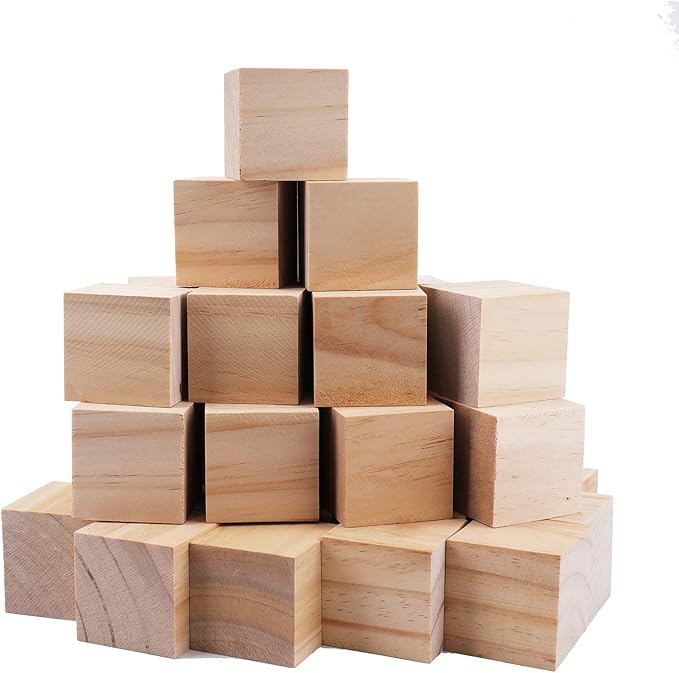 Tosnail 50 Pack 1.5 Inches Unfinished Wooden Cubes Wooden Blocks - Great for Crafts Making