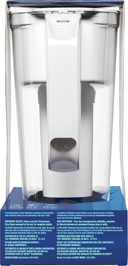Brita Water Filter Pitcher for Tap and Drinking Water with 1 Standard Filter, Lasts 2 Months, 6-Cup Capacity, BPA Free, White