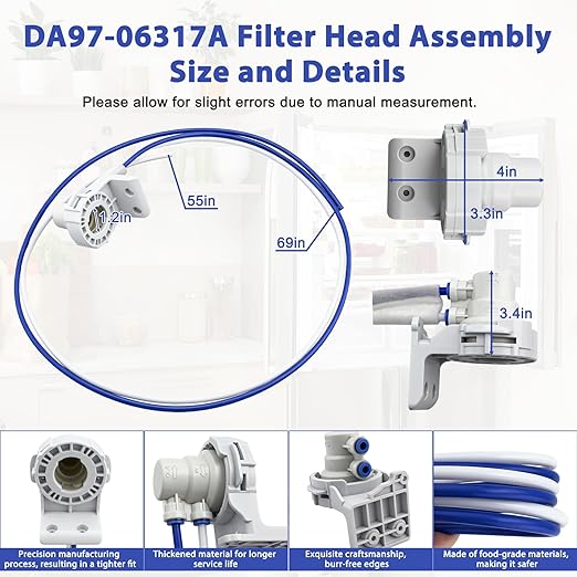 DA97-06317A Filter Head Compatible with Samsung RF263AEPN/XAA RF266AEPN/XAA RFG297ABRS/XAA RSG257AAWP/XAA etc. OEM DA97-06317E Head Case Assembly Replace 1668651 AP4341432 PS4174114 etc. -2 Year