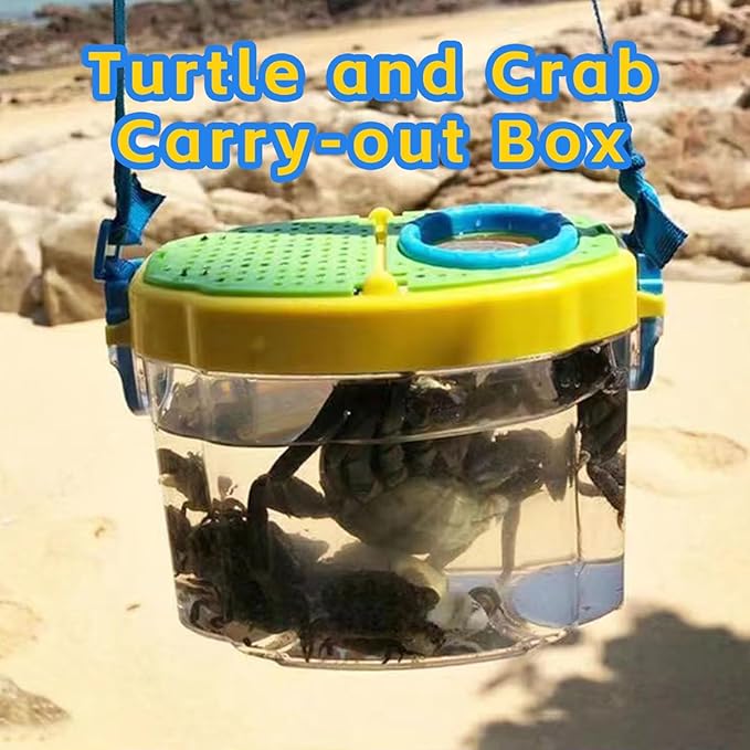 MANON ROSA Turtle Carrier Box Bug Collection Fish Catcher, Insect Observation Container for Travel-Outdoor Nature Explorer Kit (Brown)