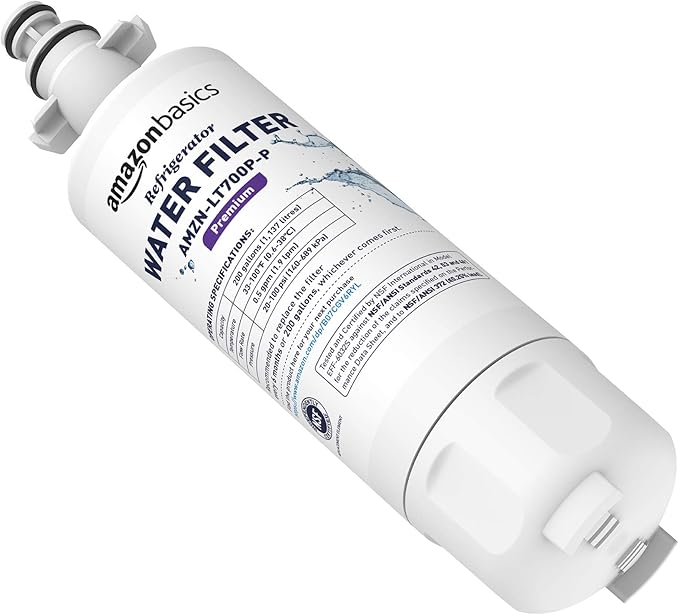 Amazon Basics Replacement LG LT700P Refrigerator Water Filter Cartridge, NSF Certified, Easy Install, Leak-Proof, 3-Pack