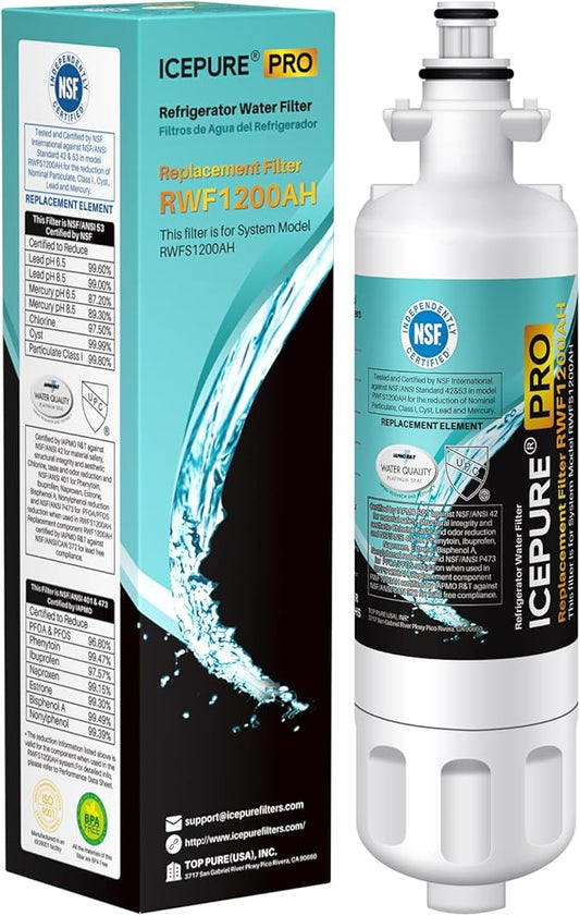 ICEPURE PRO ADQ36006101 NSF/ANSI 401 Certified Replacement for LG LT700P Kenmore Elite 46-9690 ADQ36006102 HDX FML-3 LT700PC LFX28968ST LFXS29626S RWF1052 RWF1200A Refrigerator Water Filter 1PACK