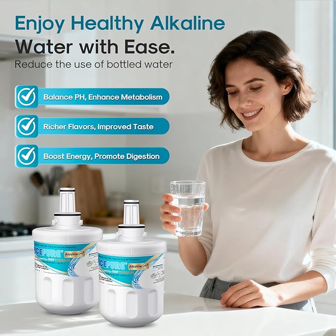 ICEPURE Alkaline DA29-00003G Refrigerator Water Filter Replacement for Samsung DA29-00003A, DA29-00003B, Aqua-Pure Plus, HAFCU1, FMS-1 WSS-1 WF289 RFG237AARS RS22HDHPNSR RSG257AARS, Enhances PH, 3Pack