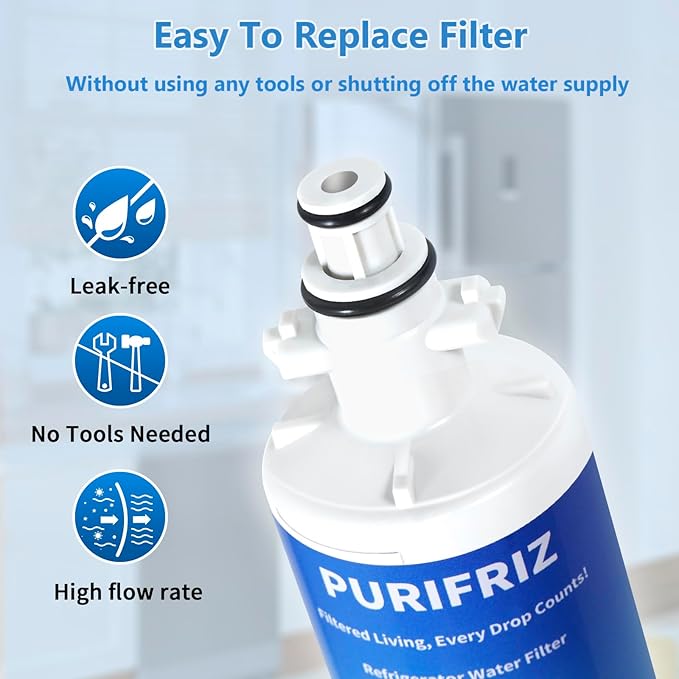 ADQ36006101 Refrigerator Water Filter Compatible with LG LT700P, Kenmore 9690, 469690, ADQ36006102, ADQ36006101, LFXS30766S, RFC1200A,WSL-3, FML-3, 6 Month / 300 Gallon, 3 Pack