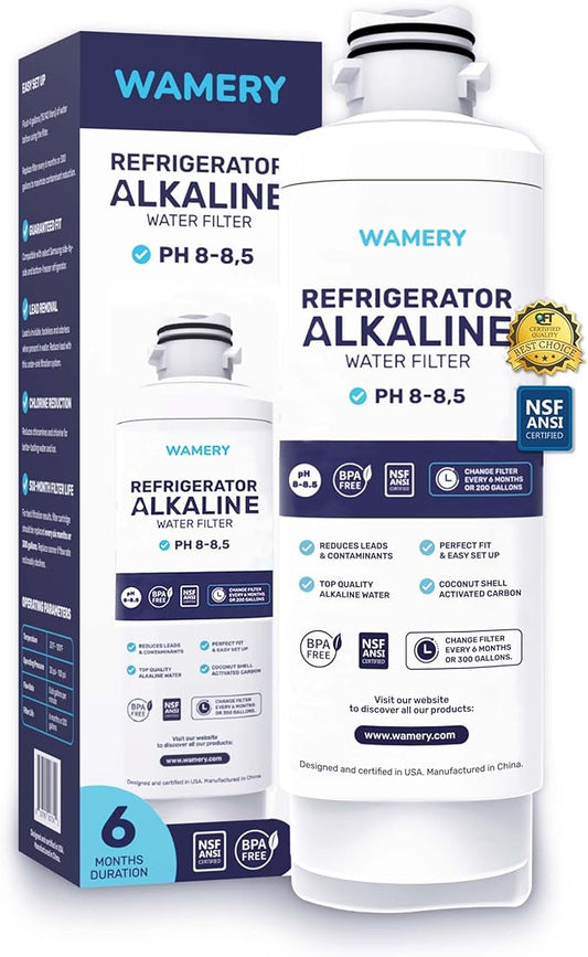 Wamery Alkaline Refrigerator Water Filter Replacement - Model DA97-17376B (HAF-QIN/EXP), 6-Month/300-Gallon, Twist-In Tool-Free Install, IAPMO to NSF/ANSI 42, Leak-Free Seal, 1 Pack