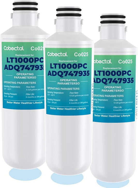 LT1000PC adq747935 Water Filter replacement for lg lt1000p/pc/pcs water filter replacement for lfcc22426s, lrfxs2503s, lmws27626s, lrdcs2603s Filter, Pack of 3,Cobectal